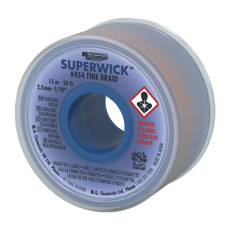 Super Wick De-Soldering Braid 15 m Length, 2.5 mm Width 454