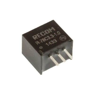 Recom Switching Regulator, Through Hole Mount, 3.3V DC Output Voltage, 1 A Output Current, 3.3W Power R-78C3.3-1.0