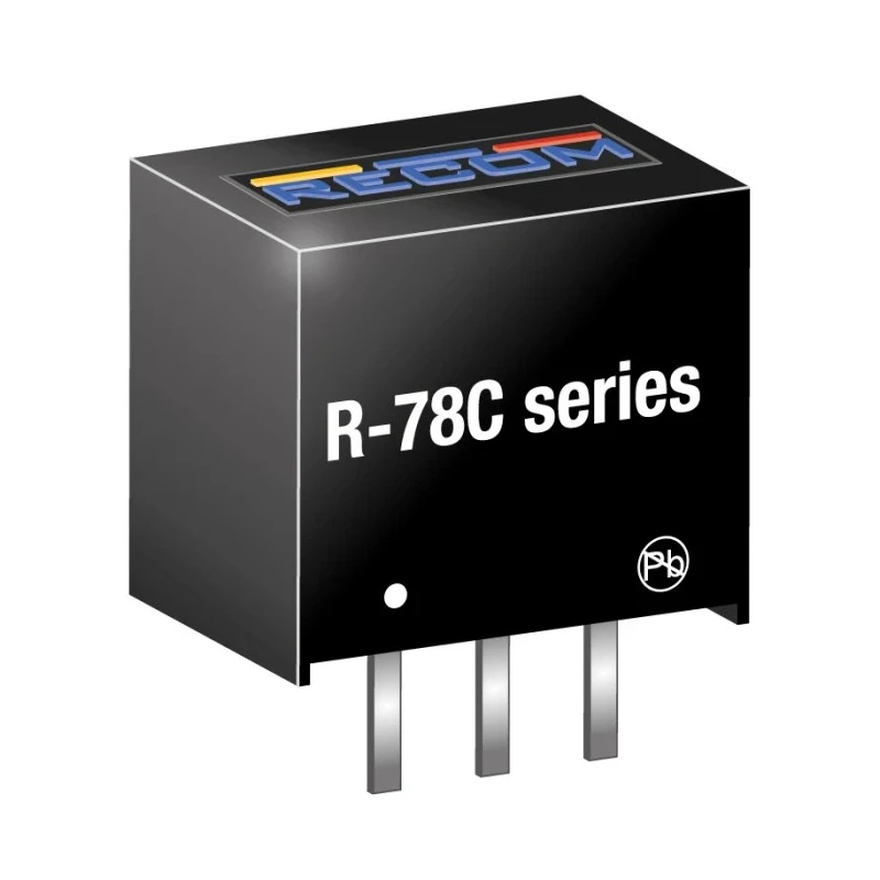 Recom Switching Regulator, Through Hole Mount, 3.3V DC Output Voltage, 1 A Output Current, 3.3W Power R-78C3.3-1.0