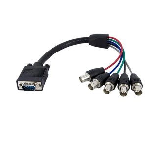 StarTech.com Male VGA to Female BNC Cable, 300 mm Length, Black PVC Jacket VGABNCMF1