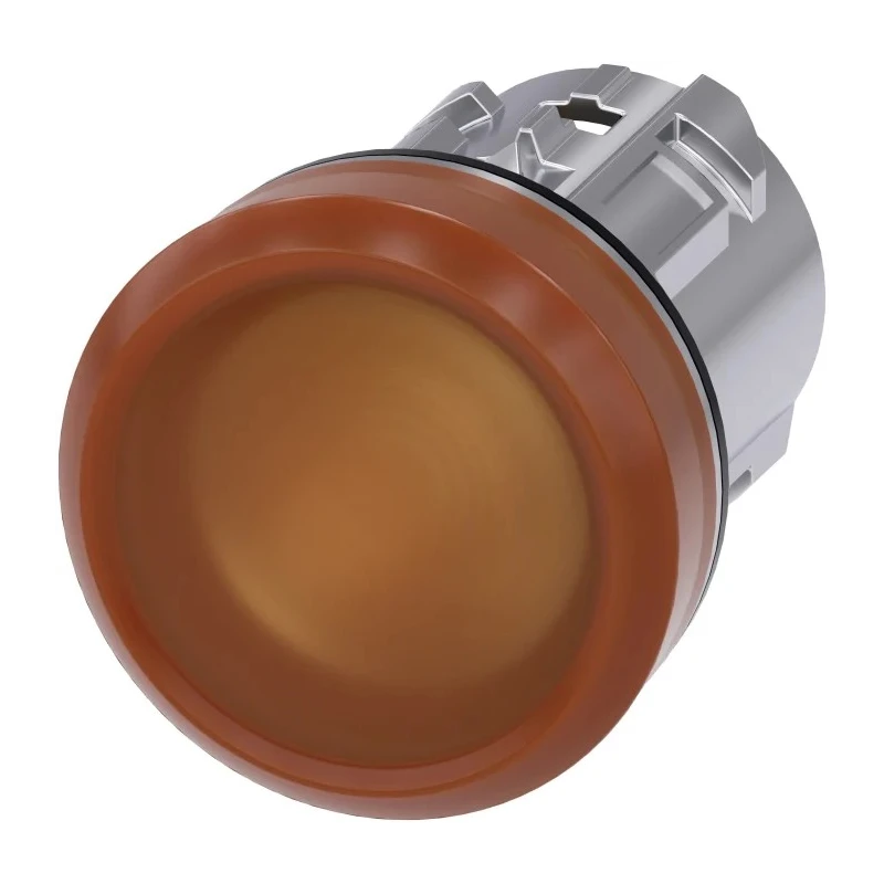 Siemens Amber Pilot Light Head, 22 mm Cutout, Round Shape, Metal Bezel, IP66/IP67/IP69K Protection 3SU1051-6AA00-0AA0