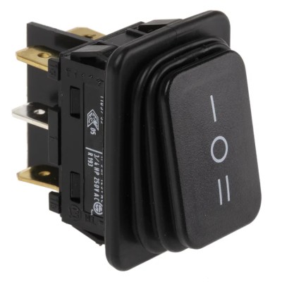 Marquardt DPDT On-Off-On Rocker Switch Panel Black Actuator Polyamide Housing IP65 12A 250V ac 1939.3119