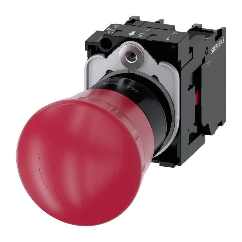 Siemens SIRIUS ACT Series 22 mm Panel Mount Twist Release Emergency Stop Push Button with 2 NC Contacts 3SU1100-1HB20-1PA0
