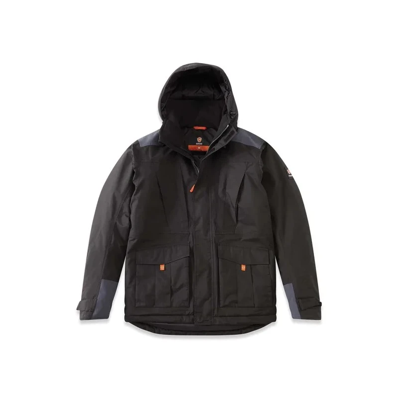 Parade Black Waterproof Parka Jacket Nylon Outer Polyester Lining Size L Zipper Closure 17ORMOZ*1494TL
