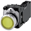 Siemens SIRIUS ACT 3SU11 Series Illuminated Push Button Switch, Plate Mount, 22 mm Cutout, Yellow, SPST 3SU1152-0AB30-1FA0