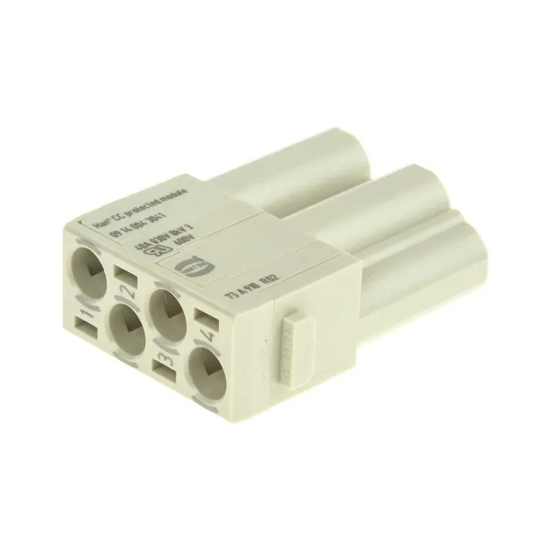 HARTING Heavy Duty Power Connector Module 40A Han Modular Series Male 4 Contacts 830V 09140043041