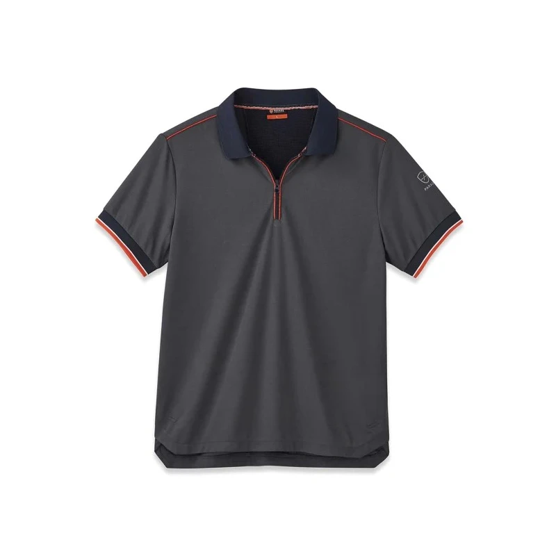 Parade Technical Short-Sleeved Grey Polyester Polo Shirt with YKK Zip Closure Size S/3XL 17OLLEY*1453TXXXL