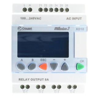 Crouzet Millenium 3 Series Logic Module 6-Input Digital Input 4 Outputs Relay Output 230V ac 8A 88974143