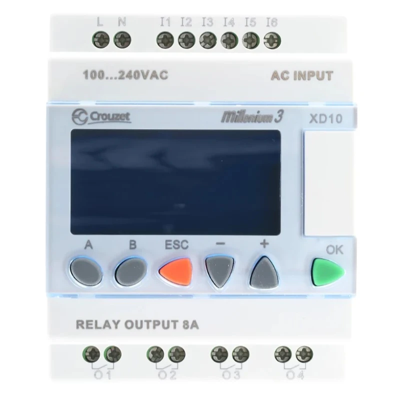Crouzet Millenium 3 Series Logic Module 6-Input Digital Input 4 Outputs Relay Output 230V ac 8A 88974143