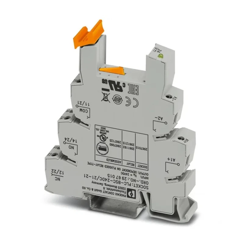 Phoenix Contact PLC-INTERFACE DIN Rail Relay Base 24V DC Screw Terminal 6.2 mm, 14 mm Width 2967015