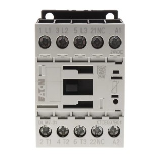 Eaton DILM Contactor, 24V DC Coil, 3-Pole, 7 A, 3 kW Power Rating, 400V AC Contact Voltage 276600 DILM7-01(24VDC)