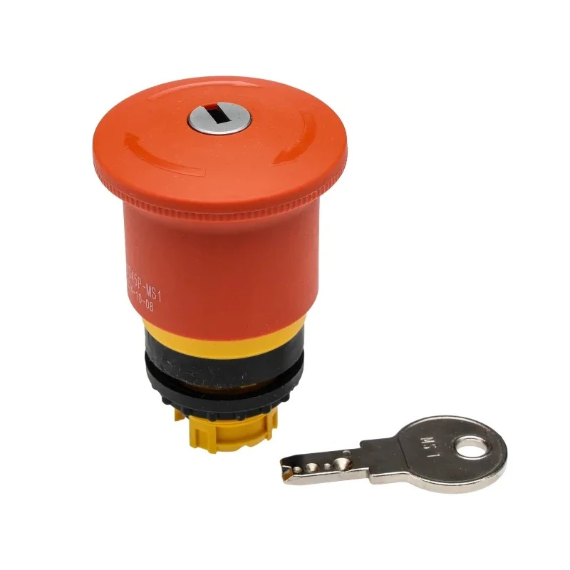 Eaton RMQ Titan M22 Series Emergency Stop Push Button Key Release Front and Base Fixing 22mm Cutout 121468 M22-PVS45P-MS1