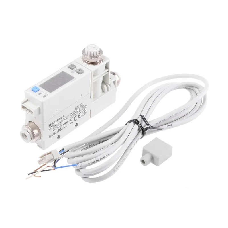 SMC PFM Series Integrated Display Flow Switch for Air, 0.5L/min Min, 25L/min Max, Polybutylene Terephthalate PFM725S-C6-A-W