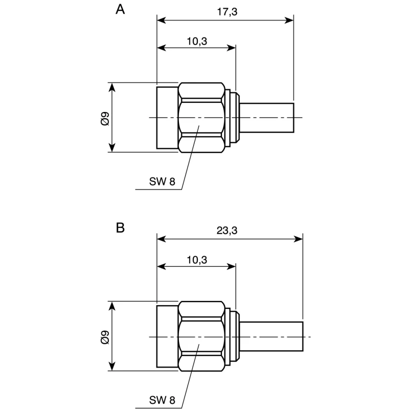 Telegartner SMA Series Coaxial Connector Cable Male SMA 50 Ω Straight Body Crimp J01150A0019