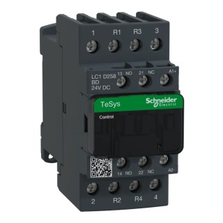Schneider Electric TeSyS D Contactor 24V DC Coil, 4-Pole, 40A, 2 NO/2 NC, 690V AC/DC LC1D258BD