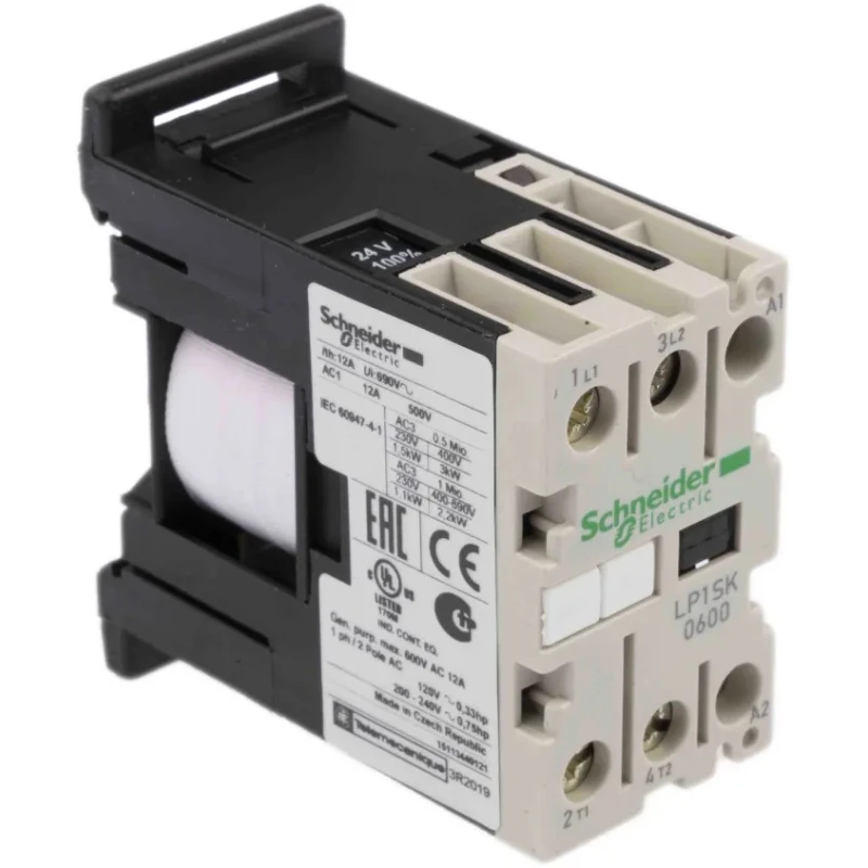 Schneider Electric TeSyS SK Contactor, 2-Pole, 12A, 24V DC Coil, 690V AC Contact Voltage LP1SK0600BD