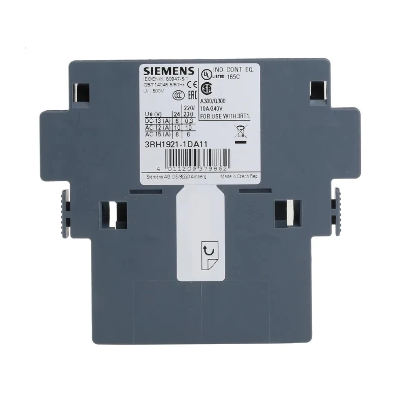 Siemens Auxiliary Switch Block 2 Contact 1 NO/1 NC SIRIUS Snap-On 10A 500V 3RH1921-1DA11