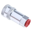 RS PRO Steel Hydraulic Quick Connect Coupling Female BSP 1/4 in 400 bar Passivated Zinc Plated 745-4704