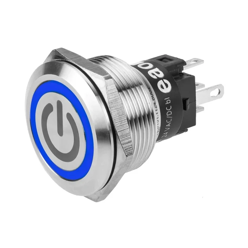 EAO 82 Series Illuminated Momentary Push Button Switch Panel Mount 22.3 mm Cutout Blue LED IP65 IP67 240V 82-6151.1123.B002