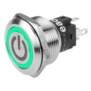 EAO Illuminated Momentary Push Button Switch Panel Mount SPDT Green LED IP65 IP67 22.3 mm Cutout 240 V dc 82-6151.1134.B002