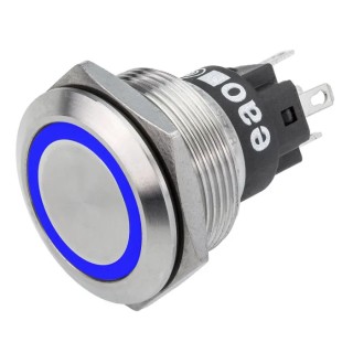 EAO Illuminated Push Button Switch with Blue LED, Momentary, Panel Mount 22.3 mm Cutout, SPDT, IP65/IP67, 36V 82-6651.1124