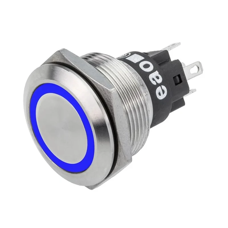 EAO Illuminated Push Button Switch with Blue LED, Momentary, Panel Mount 22.3 mm Cutout, SPDT, IP65/IP67, 36V 82-6651.1124