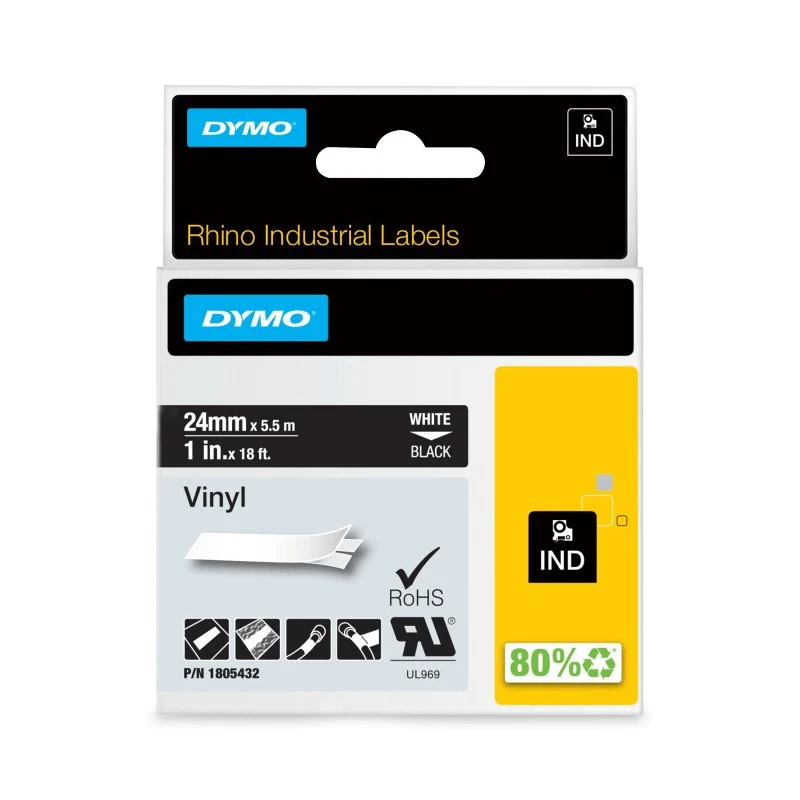Dymo White on Black Label Printer Tape 24 mm Width 5.48 m Length 1805432