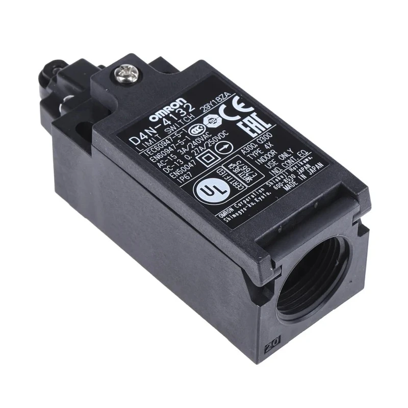 Omron D4n Series Roller Plunger Interlock Switch 1 NO/1 NC Contact, IP67 Polyester Housing, 4A Current Rating 