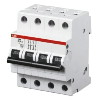 ABB System Pro M Compact S200 Miniature Circuit Breaker 4-Pole 13A Type K 400V AC 6 kA Breaking 2CDS254001R0447 S204-K13