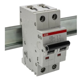 ABB System Pro M Compact S200 Miniature Circuit Breaker, 2-Pole, 25A, Type K Tripping, 400V AC 2CDS252001R0517 S202-K25