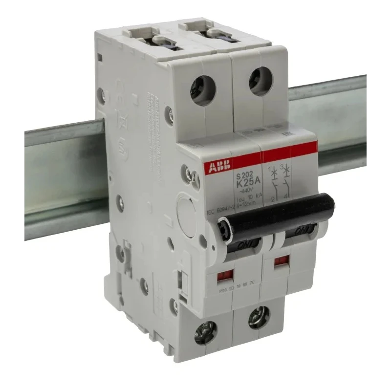 ABB System Pro M Compact S200 Miniature Circuit Breaker, 2-Pole, 25A, Type K Tripping, 400V AC 2CDS252001R0517 S202-K25