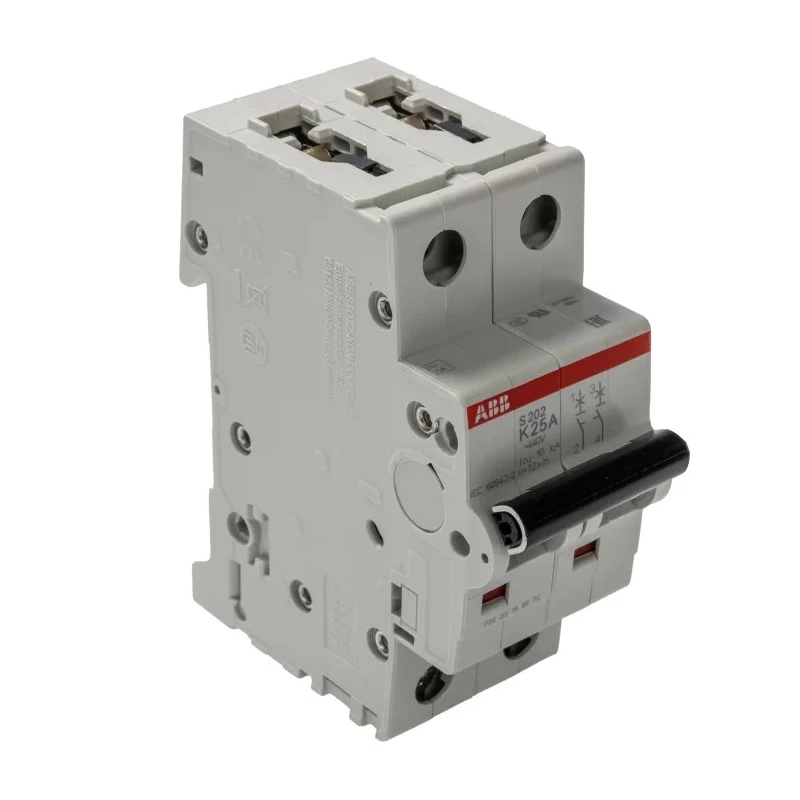 ABB System Pro M Compact S200 Miniature Circuit Breaker, 2-Pole, 25A, Type K Tripping, 400V AC 2CDS252001R0517 S202-K25