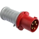 Amphenol Industrial Tough & Safe IP44 Red Cable Mount 3P+N+PE Straight Industrial Power Connector 64A 415V IP44
