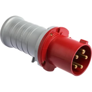 Amphenol Industrial Tough & Safe IP44 Red Cable Mount 3P+N+PE Straight Industrial Power Connector 64A 415V IP44