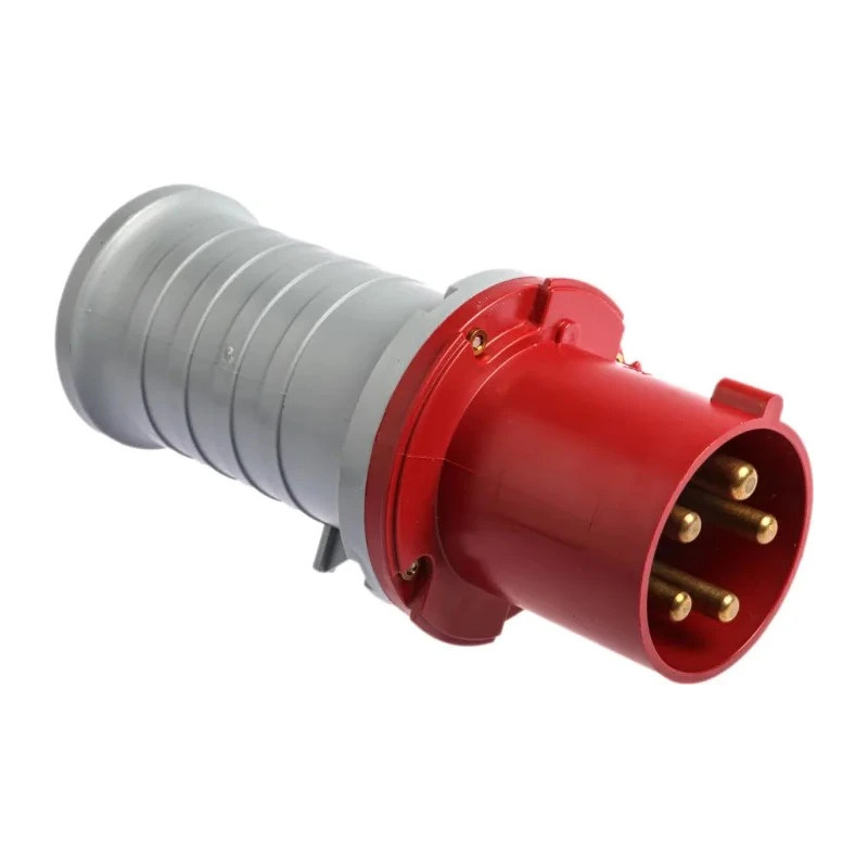 Amphenol Industrial Tough & Safe IP44 Red Cable Mount 3P+N+PE Straight Industrial Power Connector 64A 415V IP44