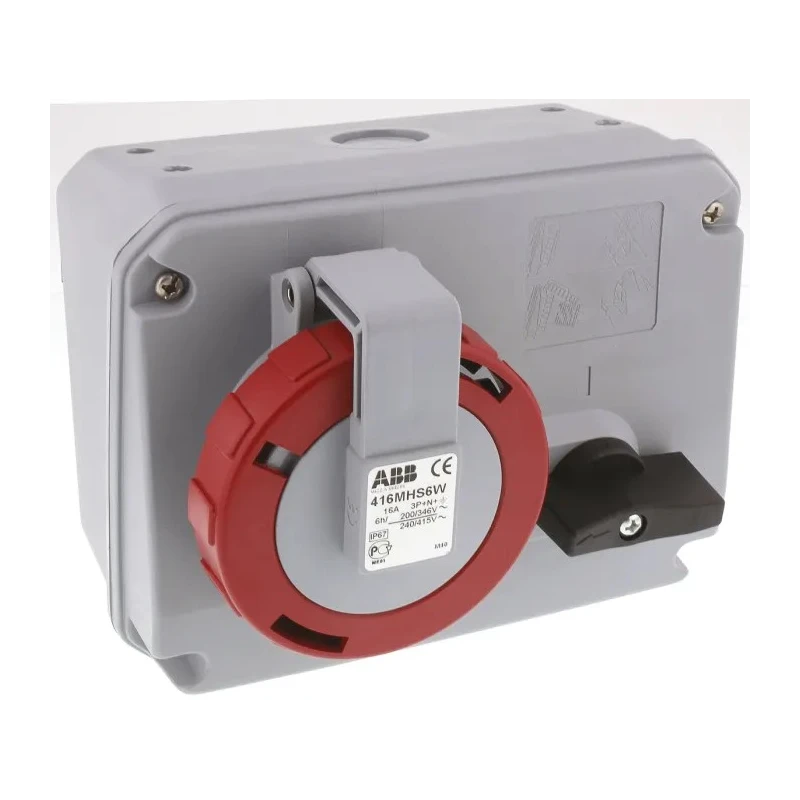 Amphenol Industrial Switchable Socket 3+N+E Pole Format, Earthing Position 6h Right Angle Industrial Interlock, 16A IP67