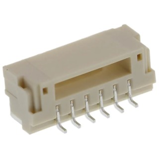 JST GH Series Right Angle Surface PCB Header 6 Contacts 1.25 mm Pitch 1 Row Shrouded SM06B-GHS-TB(LF)(SN)