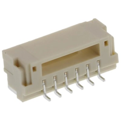 JST GH Series Right Angle Surface PCB Header 6 Contacts 1.25 mm Pitch 1 Row Shrouded SM06B-GHS-TB(LF)(SN)