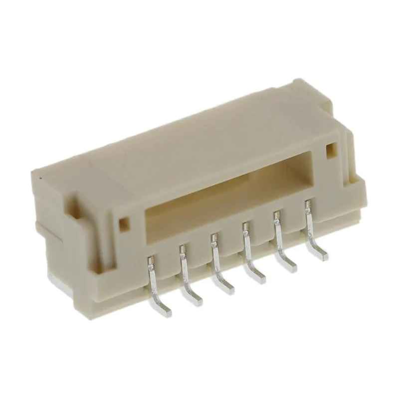 JST GH Series Right Angle Surface PCB Header 6 Contacts 1.25 mm Pitch 1 Row Shrouded SM06B-GHS-TB(LF)(SN)