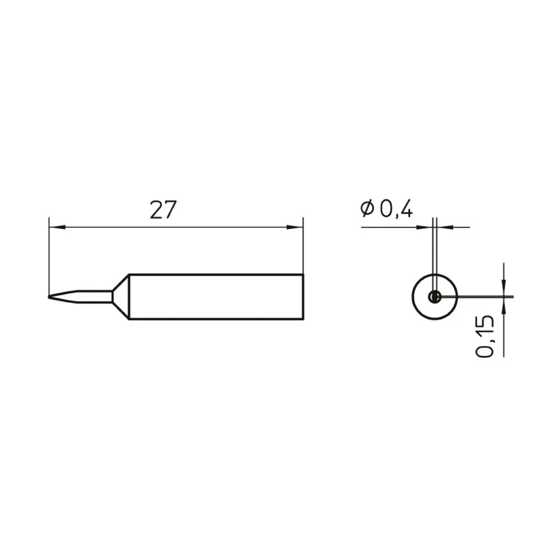 Weller Soldering Iron Tip 0.4 mm Chisel 27 mm Length for WXP65, WXP90, WP65, WTP90 T0054486299