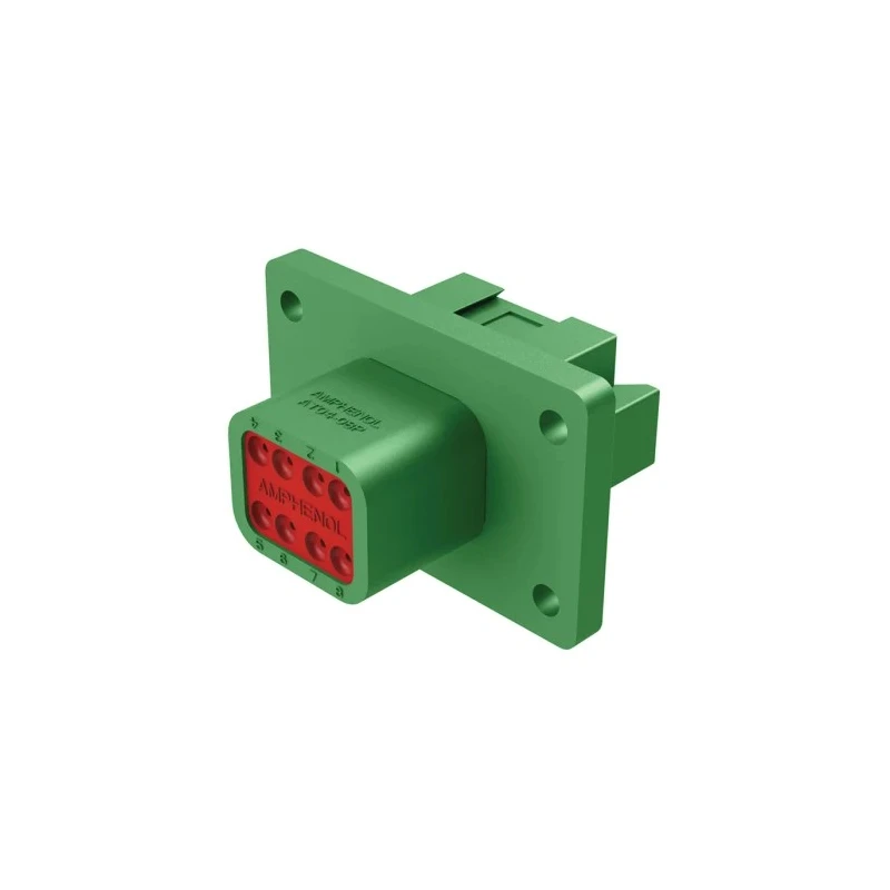 Amphenol Industrial Automotive Connector Male Green Panel Mount 8 Way Crimp Termination AT04-08PC-L012