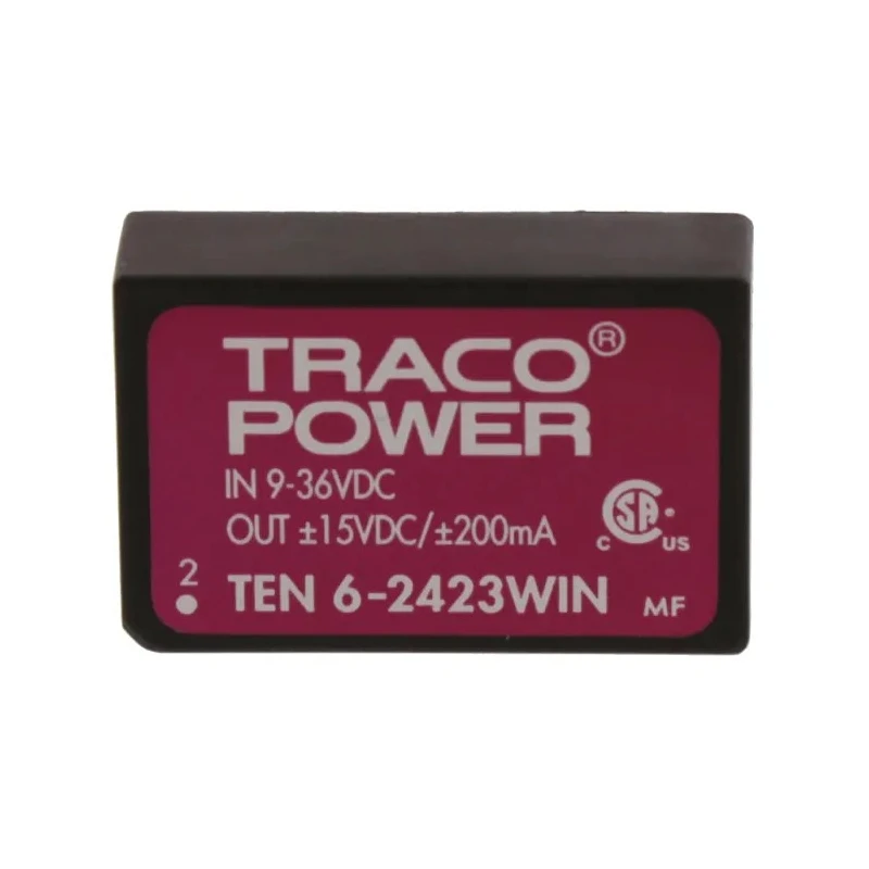 TRACOPOWER TEN 6WIN 6W Isolated DIP24 DC/DC Converter, 15V DC Output, 200 mA, 36V DC Max Input, 9V Min Input TEN 6-2423WIN