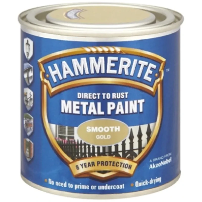 Hammerite Direct to Rust Paint, Smooth Gold Finish, 750 ml 5092830