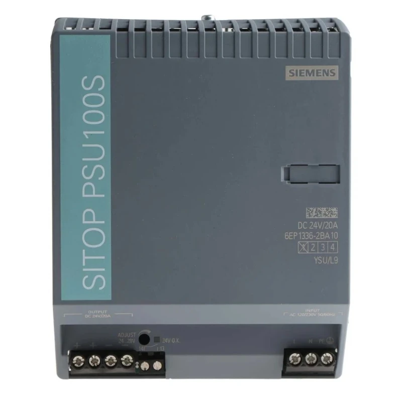Siemens SITOP PSU100S Switched Mode DIN Rail Power Supply 264V AC Input 28V DC, 20A Output, 480W Power 6EP1336-2BA10