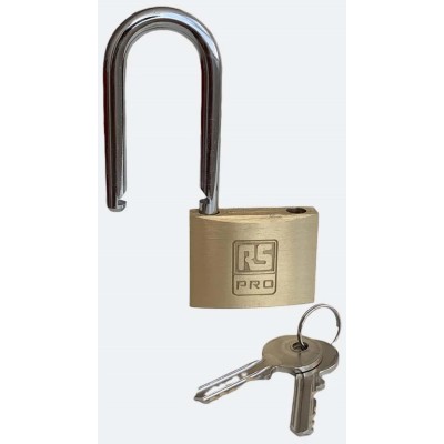 RS PRO Brass Stainless Steel Weatherproof Padlock Keyed Alike 7 mm Shackle 50mm Body 195-8249