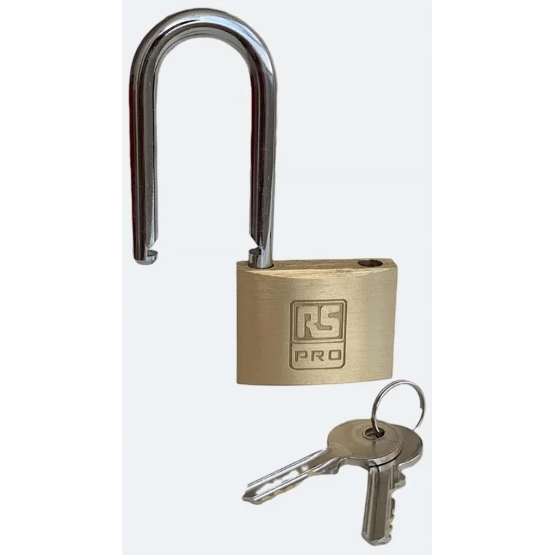 RS PRO Brass Stainless Steel Weatherproof Padlock Keyed Alike 7 mm Shackle 50mm Body 195-8249