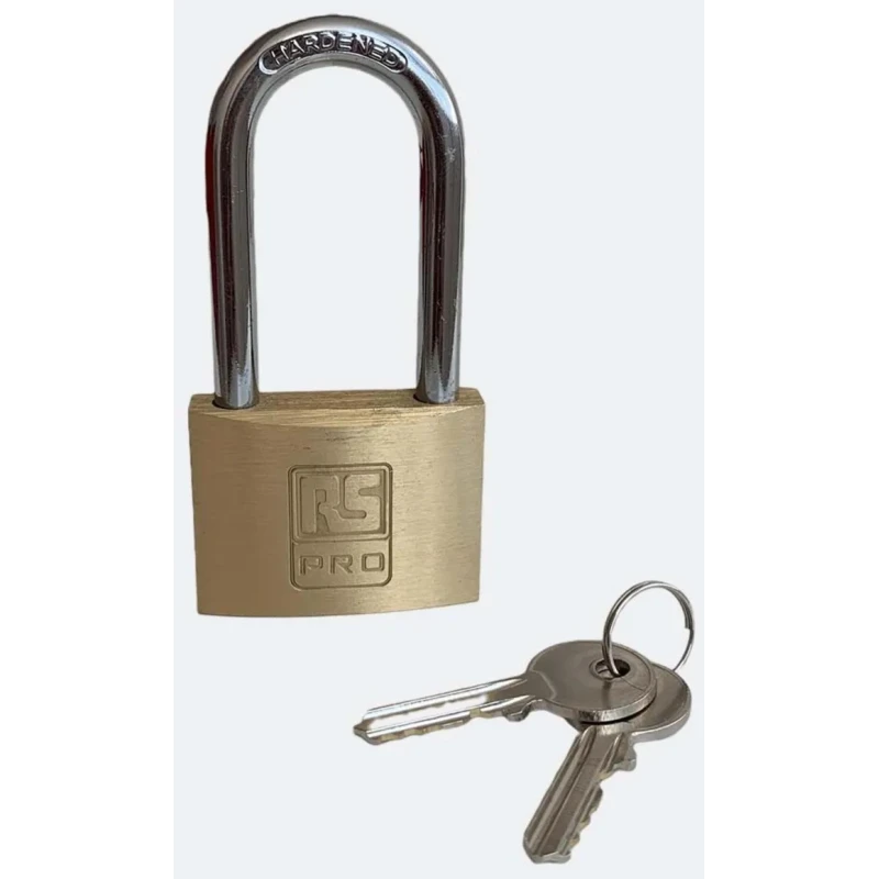 RS PRO Brass Stainless Steel Weatherproof Padlock Keyed Alike 7 mm Shackle 50mm Body 195-8249