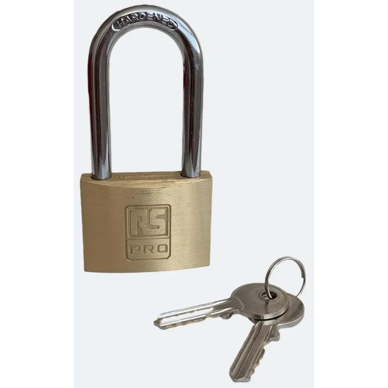 RS PRO Brass Stainless Steel Weatherproof Padlock Keyed Alike 7 mm Shackle 50mm Body 195-8249