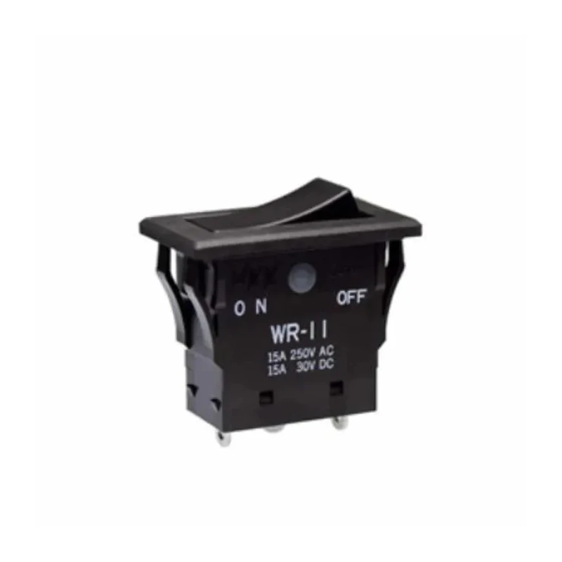 NKK Switches SPST On-Off Rectangular Black Polyamide Panel Mount Rocker Switch WR11AS