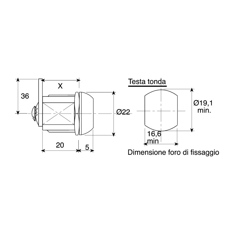 Euro-Locks a Lowe & Fletcher Group Company 20 mm Panel-to-Tongue Chrome Camlock 1336012
